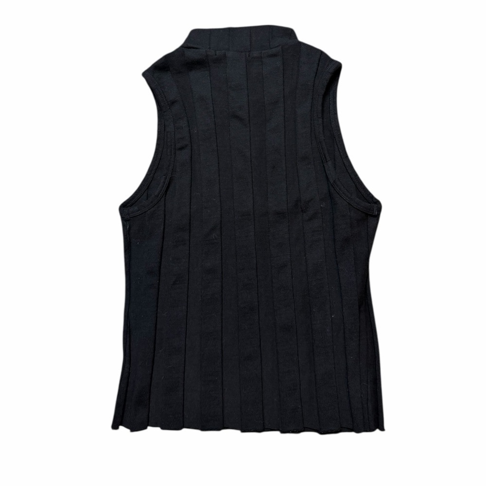 STATESIDE Box Pleat Mock Neck Top in Black Size Medium - Picture 2 of 4